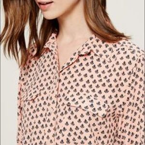 LOFT Deco Utility Blouse Size L
